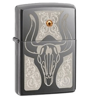Zippo Bull Skull with Swarovski Crystal Outdoor Lighter (model: 28361) Tobacco