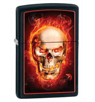 Zippo Classic Burning Skull Black Matte Windproof Lighter (model: 28307) Tobacco