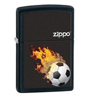 Zippo Classic Fiery Soccer Black Matte Zippo Logo Windproof Lighter (model: 28302) Tobacco