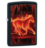 Zippo Classic Flaming Horse Black Matte Windproof Lighter (model: 28304) Tobacco