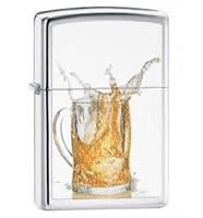 Zippo Classic High Polish Chrome Splashing Beer Mug Windproof Pocket Lighter (model: 28293) Tobacco