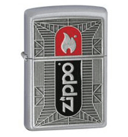 Zippo Flame Emblem Satin Lighter (model: 24830) Tobacco
