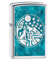 Zippo Full Moon High Polish Chrome Lighter (model: 24941) Tobacco