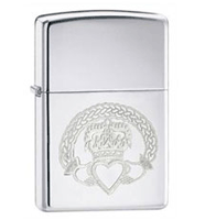 Zippo High Polish Chrome DL Claddagh Lighter (model: 24460) Tobacco