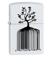 Zippo Identity Tree Barcode White Matte Windproof Lighter  Tobacco
