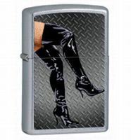 Zippo Legs in Boots Street Chrome Lighter (model: 28055) Tobacco