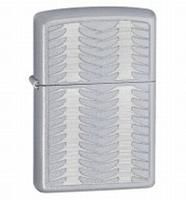 Zippo Lightly Feathered Satin Chrome Lighter (model: 28051) Tobacco