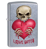 Zippo Love Bites Skull Zippo Pocket Lighter Street Chrome (model: 28464) Tobacco