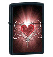 Zippo Love Heart Black Matte Lighter  Tobacco