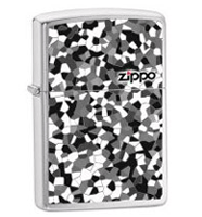 Zippo Mosaic Brushed Chrome Lighter Tobacco