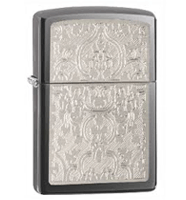 Zippo Oriental Abstract Engraved Black Ice Pocket Lighter (model: 28469) Tobacco