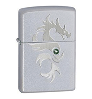 Zippo Satin Chrome BL Dragon Lighter (model: 24478) Tobacco