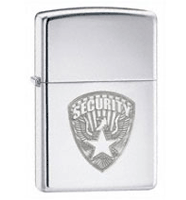 Zippo US Security High Polish Chrome Lighter (model: 24703) Tobacco