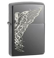 Zippo Wing Black Ice Finish Lighter (model: 24802) Tobacco