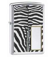 Zippo Zebra Print Polished Chrome Lighter (model: 28046) Tobacco